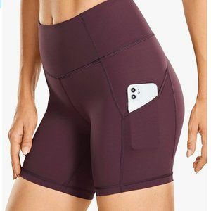 CRZ Yoga Butterluxe Maroon 6 inch Biker Shorts